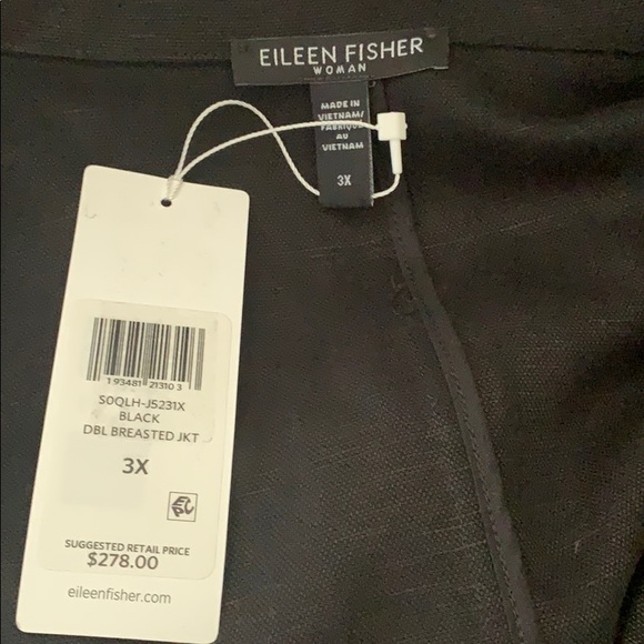Eileen Fisher Tencel and Linen Black Jacket - Picture 5 of 6